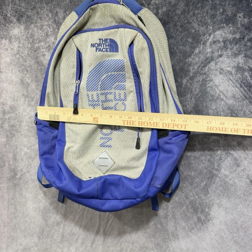 The North Face Wasatch Backpack Gray Blue Logo Hiking School Laptop Travel